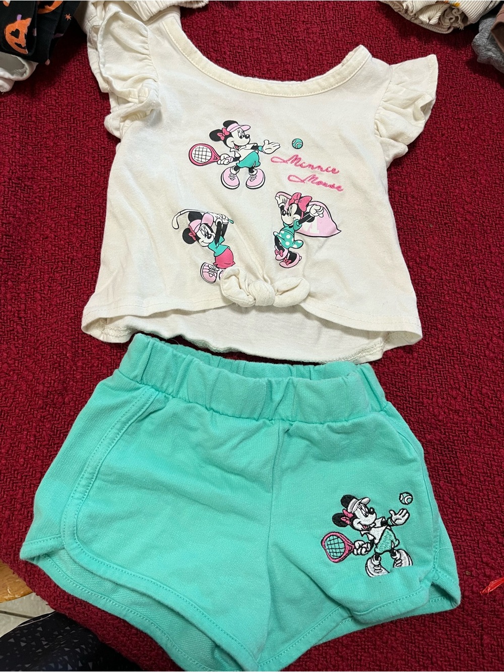 Disney Minnie Girls Mint Green and Pink Outfit